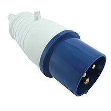 Вилка переносна 013 16А 220-250В 3 контакти (2P + E) IP44 Синій