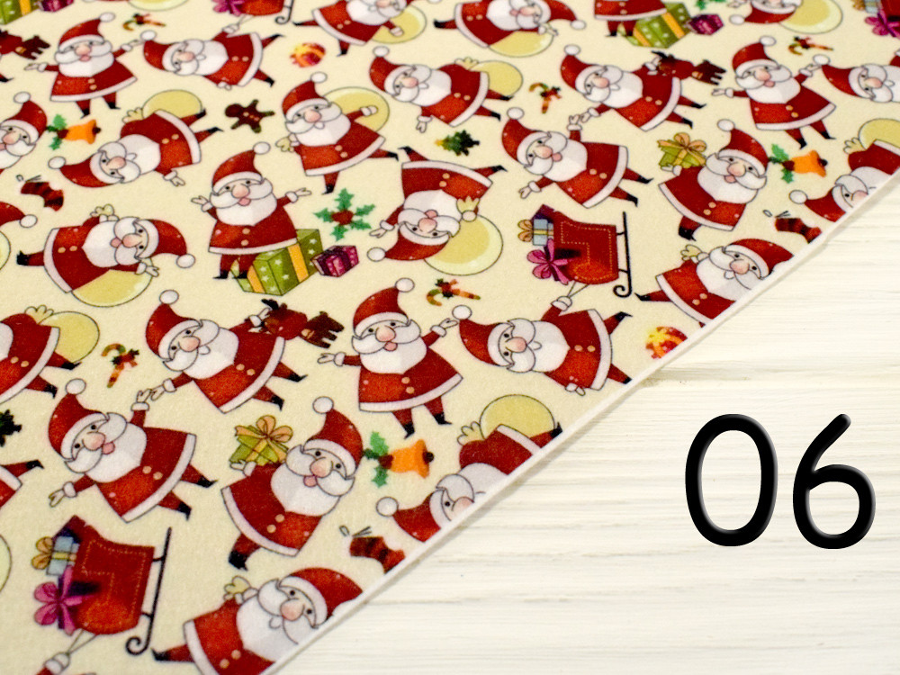 Фетр з малюнком "Новорічні фони" - №06 (Корейський жорсткий 1,2 мм), фото 1