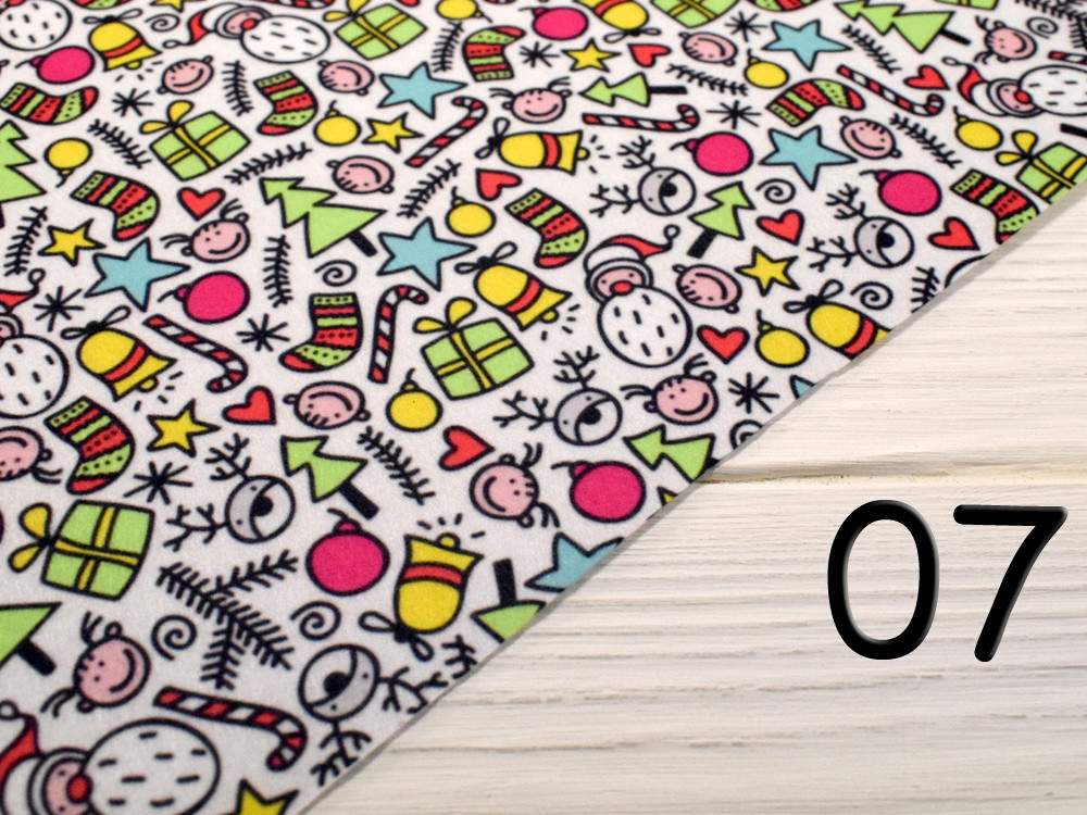 Фетр з малюнком "Новорічні фони" - №07 (Корейський м'який 1,2 мм), фото 1