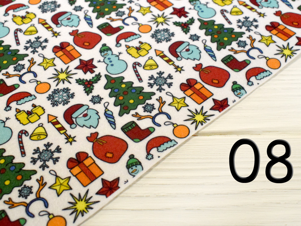 Фетр з малюнком "Новорічні фони" - №08 (Корейський жорсткий 1,2 мм), фото 1