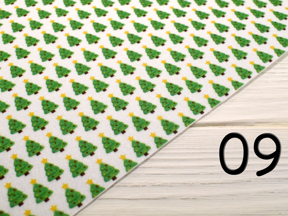 Фетр з малюнком "Новорічні фони" - №09 (Корейський м'який 1,2 мм), фото 1