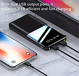 Power bank 20000 mAh 2USB+LED ліхтар Зовнішній акумулятор Портативна зарядка Powerbank, фото 4