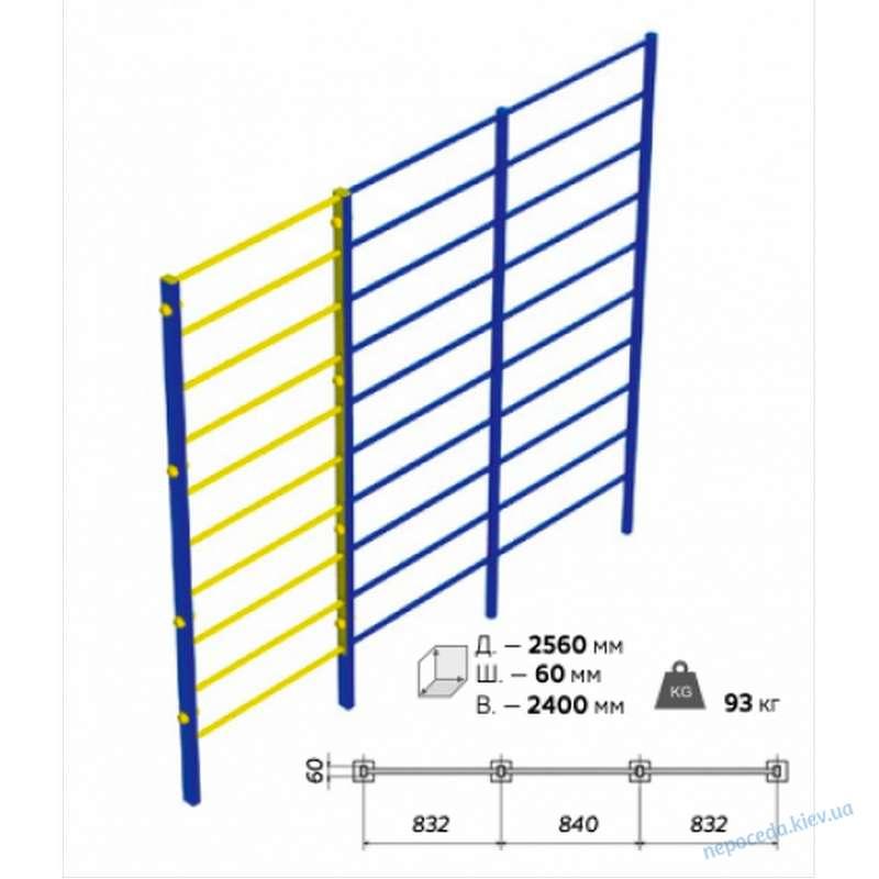 Уличная шведская стенка тройная на спортивную площадку - фото 2 - id-p1666938865