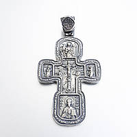 Серебряный нательный крест с распятием Деисус черненое серебро 925 пробы вес 17,35 грамм