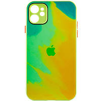 Чехол TPU+Glass Impasto abstract для Apple iPhone 12 (6.1") Yellow green, Силікон