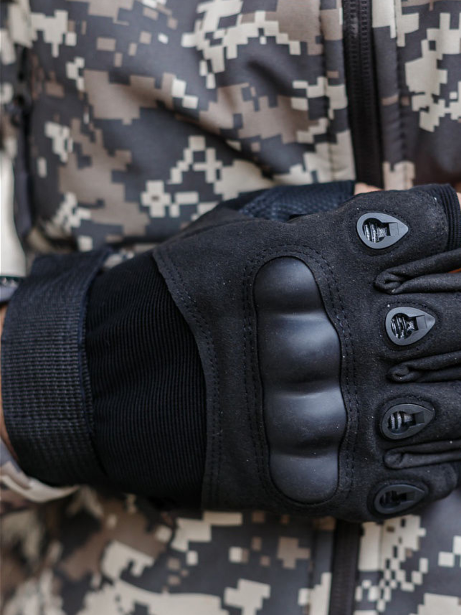 Перчатки тактические без пальцев (чёрные) - фото 2 - id-p1666952672