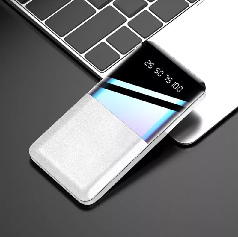 Power bank 20000 mAh Білий 2USB+LED ліхтар Зовнішній акумулятор Портативна зарядка Powerbank