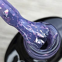 Кольорова (фіолетова) база для нігтів камуфлююча з пластівцями поталі (фольги) Potal Base Sweet Nails №02 8мл