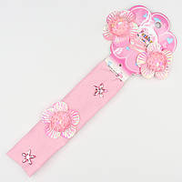 Набір для волосся дитяча пов'язка ніжно-рожевого кольору з кристалами та заколочки у формі квіточка з паєтками