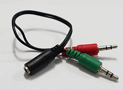 Адаптер стерео 4pin 3,5 мм F/2х3,5 мм M (микрофон + навушники)