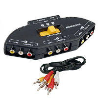 Коммутатор AV& COMMUTATOR 3 Way Port Audio Video AV RCA Switch Selector Box Splitter & 3 RCA Cable