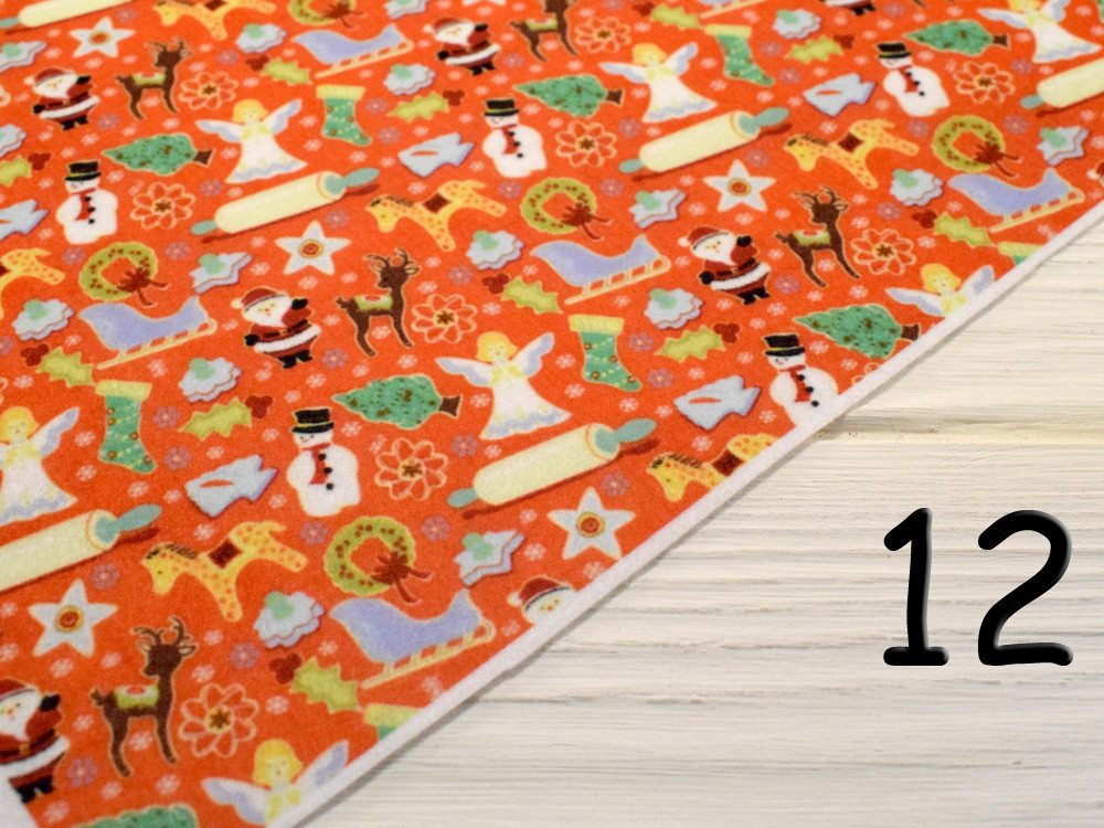 Фетр з малюнком "Новорічні фони" - №12 (Корейський жорсткий 1,2 мм), фото 1
