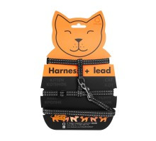 Шлея "Dog Extremе" з нейлону для котів з повідцем (ширина 10мм, А:20-30см, В:25-40см, довжина 110см), фото 1