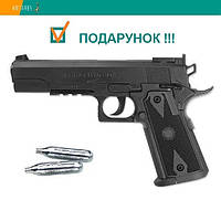 Пневматичний пістолет WinGun 304 Colt 1911 пластик газобалонний CO2 120 м/с Вінган Кольт