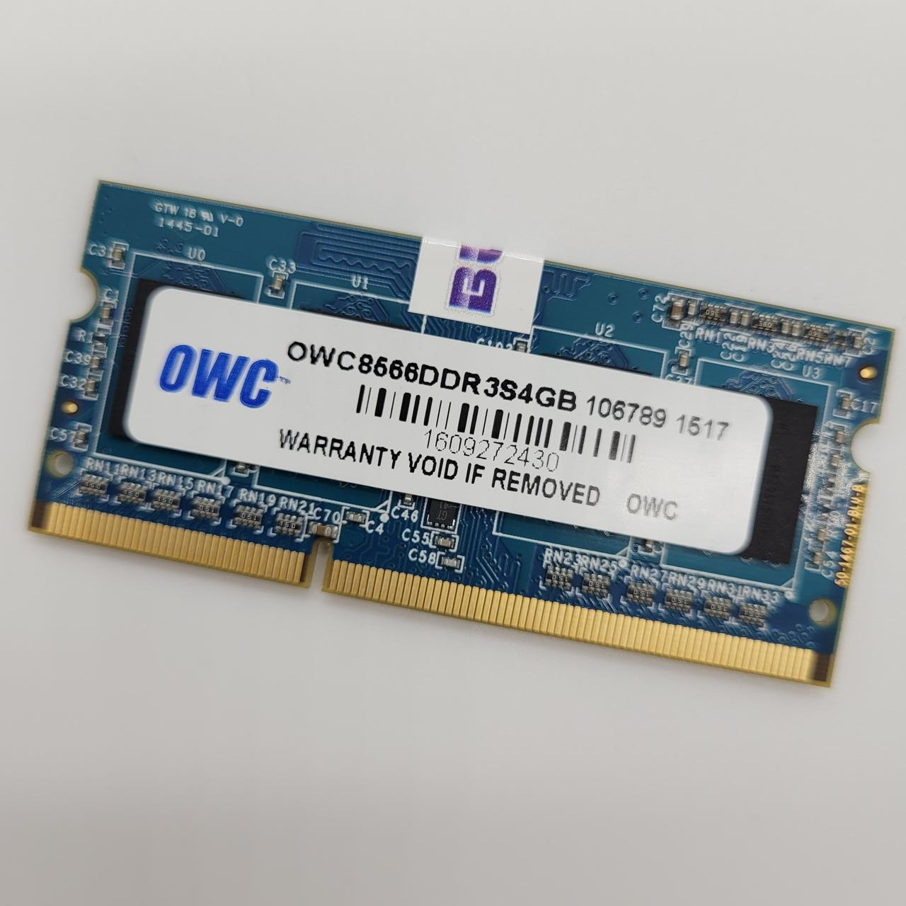 Оперативна пам'ять для ноутбука OWC SODIMM DDR3 4Gb 1066MHz PC3-8500S 1Rx8 CL7 (OWC8566DDR3S4GB) Б/В