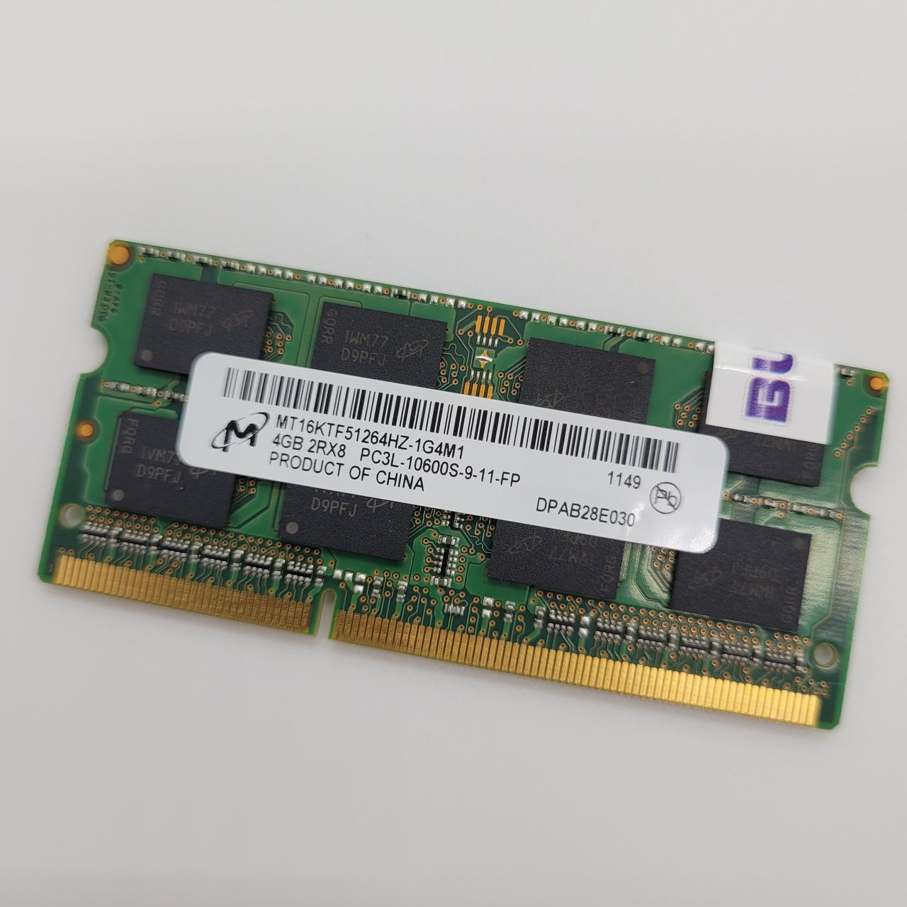 Оперативна пам'ять ноутбука Micron SODIMM DDR3L 4Gb 1333MHz 10600s CL9 1.35V (MT16KTF51264HZ-1G4M1) Б/У