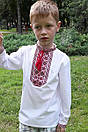 Вишиванка для хлопчика в садок та школу з червоною вишивкою, фото 2