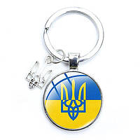 Украинский брелок Серебряный Трезубец Tryzub с флагом, брелок для ключей сумки с защитной мандалой от негатива