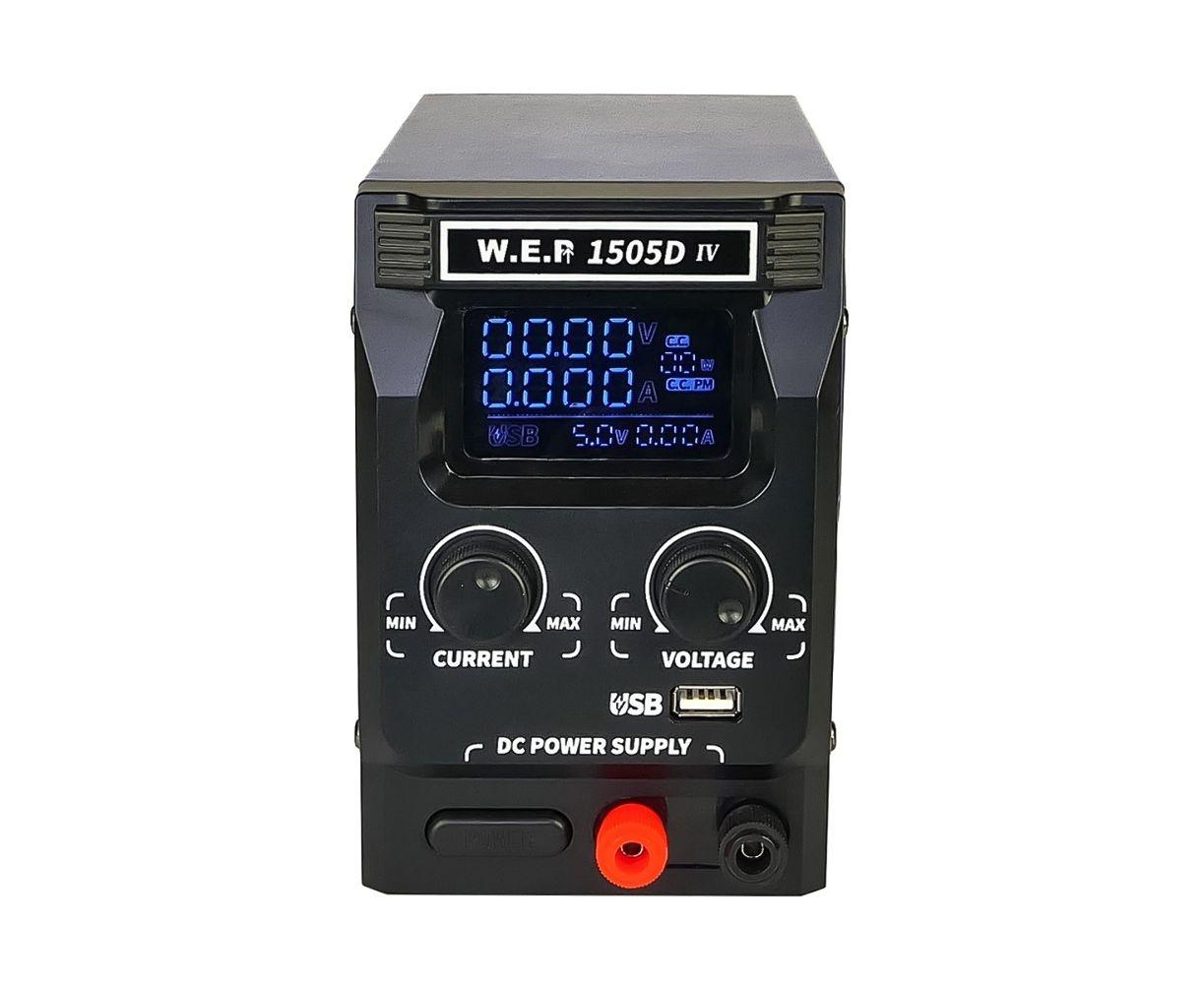 Блок живлення WEP 1505D-IV, 15 V, 5 A, імпульсний, з цифровою індикацією (V/A/W), USB fast charge