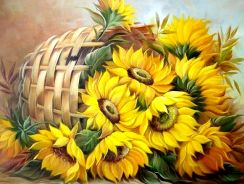 Набір  Алмазна мозаїка вишивка 40х50 "Квіти сонця" (квадратні стрази, повна викладка, на підрамнику) TN567