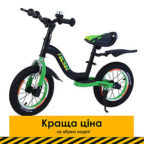 Дитячий беговел 12 дюймів (надувні колеса, ручне гальмо) BALANCE TILLY Rocket T-212520/1 Green Зелений