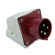Вилка стаціонарна 514 16А 380-415В 4 контакти (3P + E) Червоний
