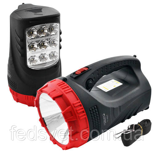 Ліхтар переносний Luxury 2827, 3W+9LED/25LED, ЗУ 220V, вбудований акумулятор (Yajia)