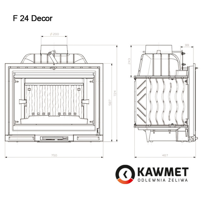 Каминная топка KAWMET Premium SIREN (14 kW) EKO - фото 2 - id-p1667014243