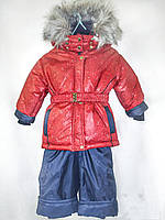86 1-1,5 роки дитячий зимовий термокомбінезон костюм для дівчинки роздільний на зйомній овчині зима 2988