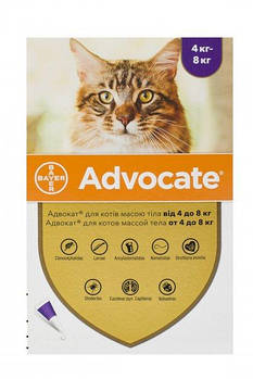 Краплі ADVOCATE Адвокат комплексне засіб від паразитів для кішок 4-8 кг, 1 піпетка