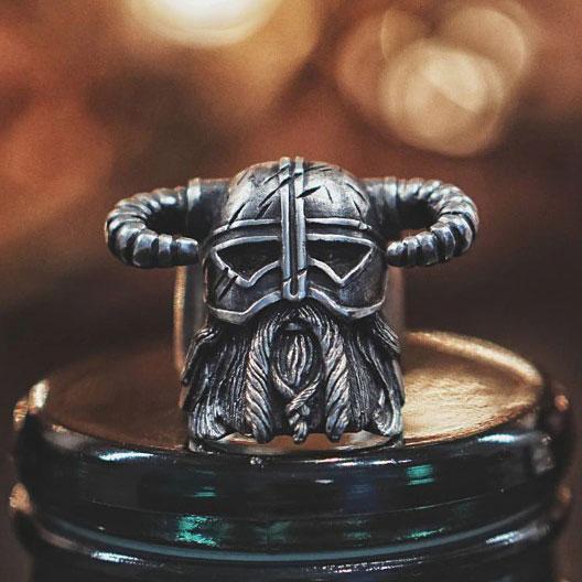 Чоловіче сталеве кільце VIKING перстень з медичної нержавіючої сталі 316L з вікінгом 12(22)