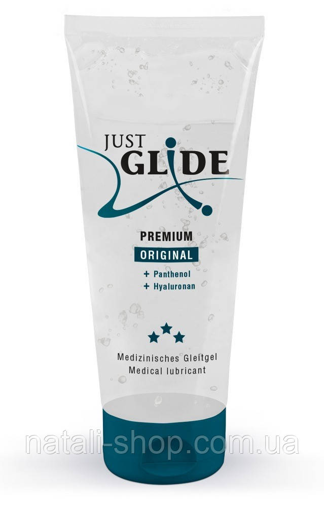 Медичний лубрикант на водній основі з пантенолом і гіалуроновою кислотою Just Glide Premium 200 мл