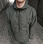 Куртка-анорак чоловіча вітрівка осінь-весна демісезонна з капюшоном чорна. Живе фото, фото 2