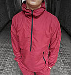 Куртка-анорак чоловіча вітрівка осінь-весна демісезонна з капюшоном чорна. Живе фото, фото 4