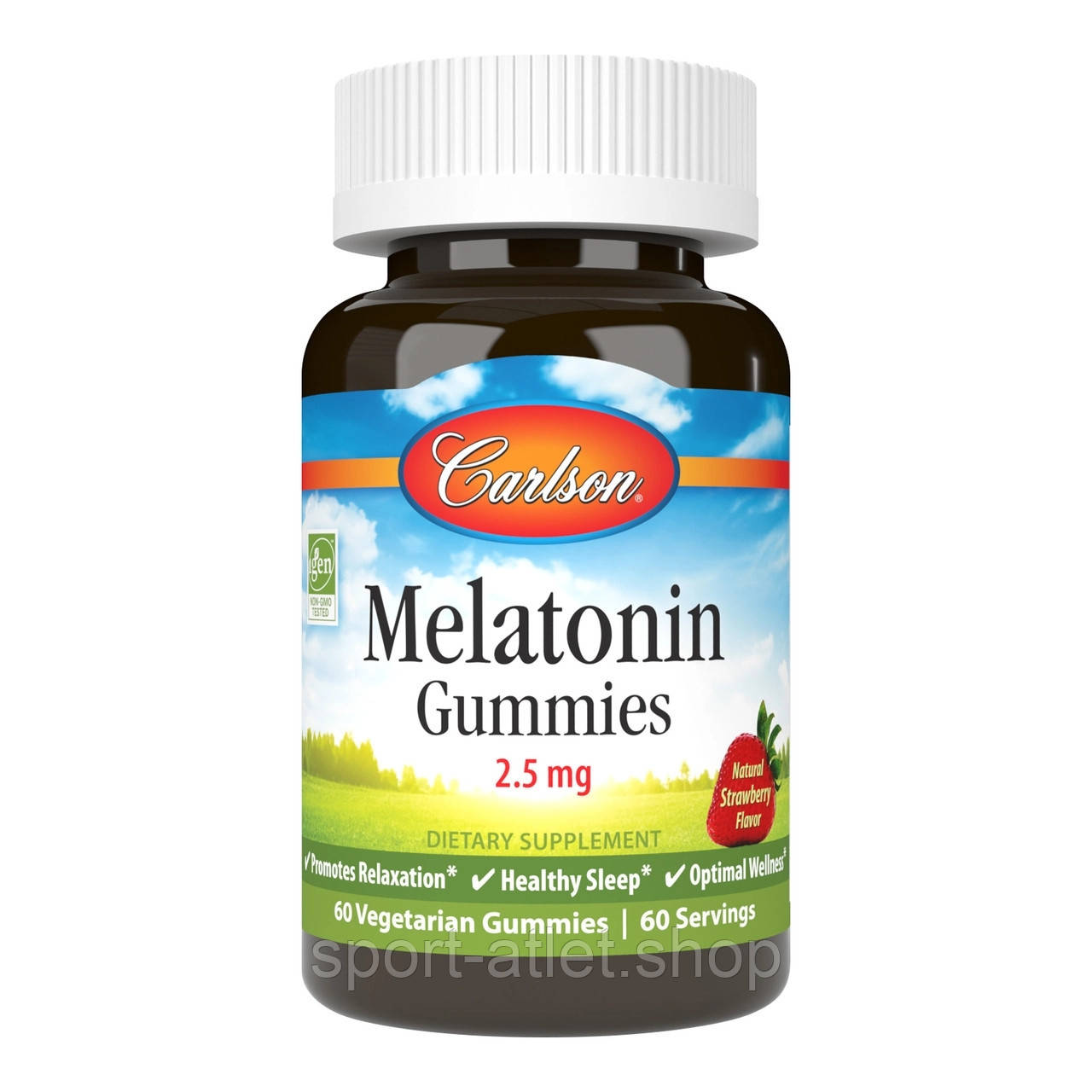 Натуральна добавка Carlson Labs Melatonin Gummies, 60 желейок - Полуниця, фото 1
