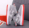 Чоловічі кросівки Nike Air Force 1 High Grey White Red високі Аїр Форс світло-сірі з червоним шкіряним осінням, фото 5