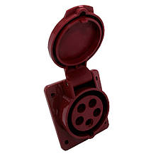 Розетка стаціонарна  внутрішня 415 16А (240-415В) 5 контактів (3P + N + E) Червоний