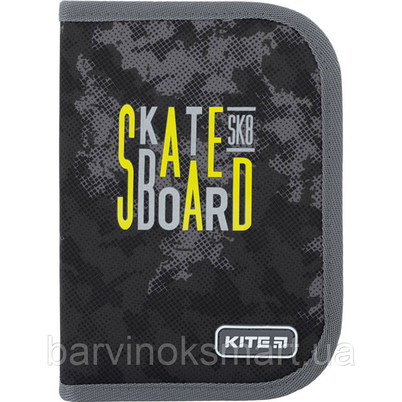 Пенал з наповненням Kite Skateboard, 1 відділення, 2 відвороти