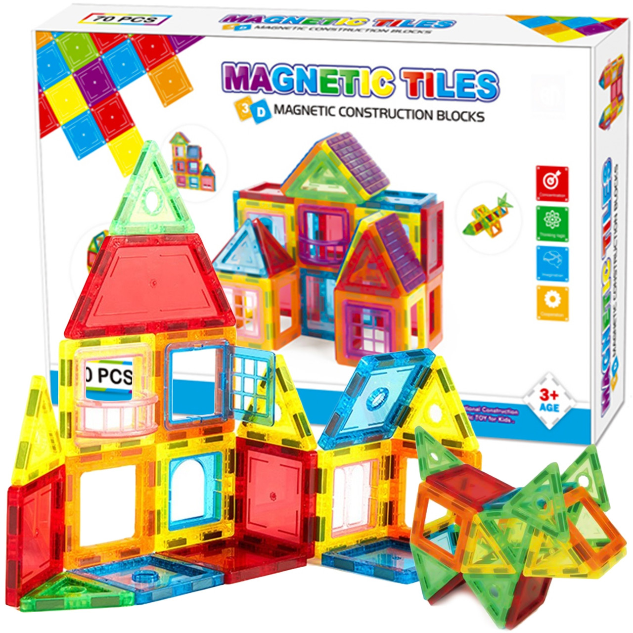 Магнітний конструктор 3D MAGNETIC 70 дет.