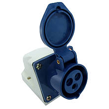 Розетка стаціонарна зовнішня 113 16А 220-250В 3 контакти (2P + E) IP44 Синій
