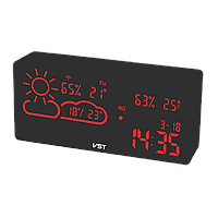 Электронные настольные часы с погодой и WiFi от сети VST-882-1 / Часы с температурой и измерением влажности