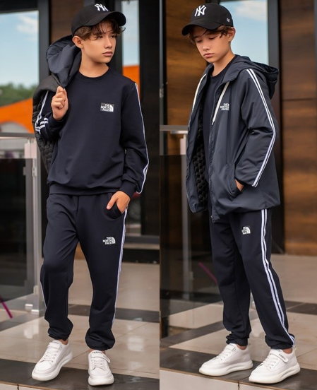 Комплект трійка "The North Face" спортивний костюм і спортивна куртка, розміри на рости 140 - 164