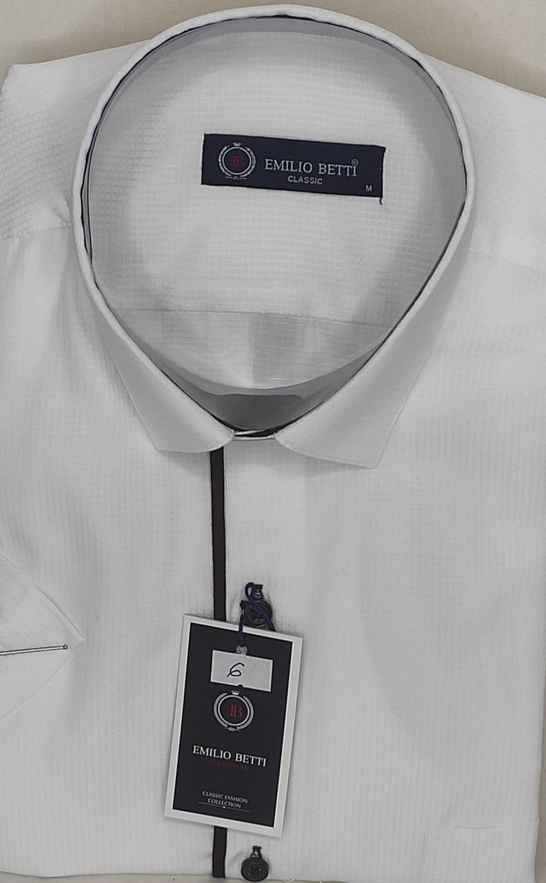 Сорочка чоловіча Emilio Betti vk-0016 молочна в клітку класична Туреччина з коротким рукавом