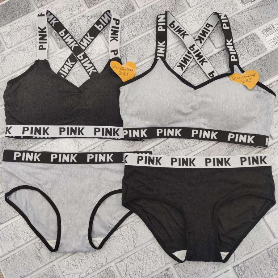 Жіночий комплект топ + трусики спорт PINK універсальний розмір асорті 30034963