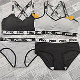 Жіночий комплект топ + трусики спорт PINK універсальний розмір асорті 30034963, фото 7