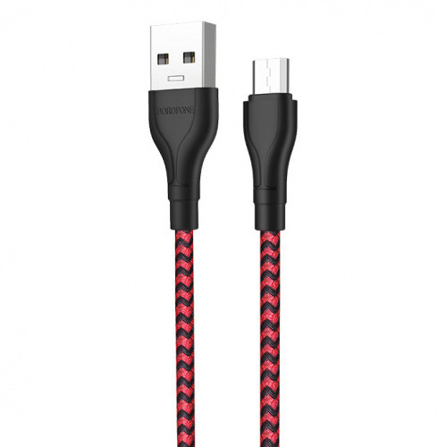 Кабель Borofone BX39 Beneficial USB - MicroUSB 2.4A/1m (Чорно-червоний)