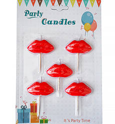 Свічки на день народження "Lips", набір 5 шт.