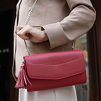 Жіноча маленька шкіряна сумка клатч через плече або на пояс із натуральної шкіри червона