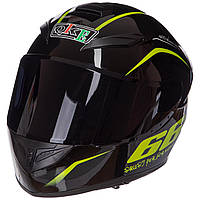 Мотошлем RXR M-3837 M-XL чорний-салатовий
