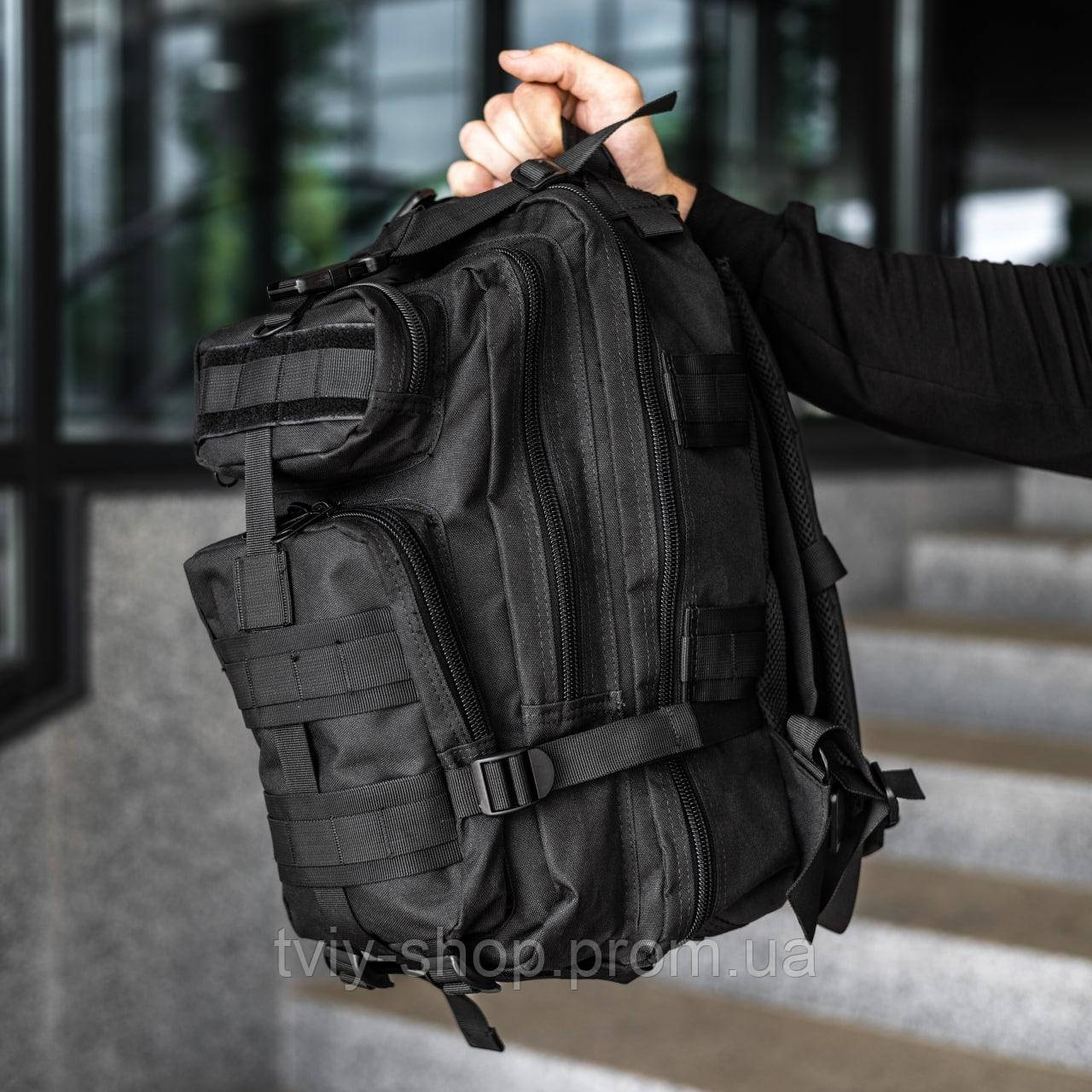 Мужской рюкзак тактический, водостойкий, военный Доминатор черный 30л качественный Вместительный для походов - фото 8 - id-p1667192220